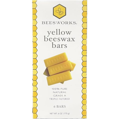 Beesworks Yellow Beeswax Bars (6 oz) | 100% Pure, Cosmetic Grade, Triple-Filtered Beeswax for DIY Skin Care, Lip Balm, Lotion and Candle Making (1 oz Bars - Pack of 6)