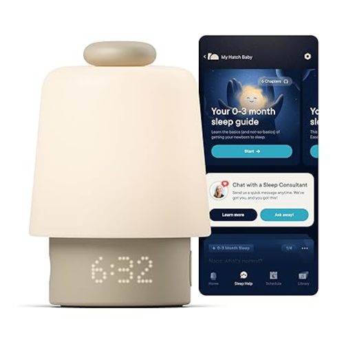 Hatch Baby Sound Machine, Night Light | Hatch Baby Model | Sleep Support | Registry Essential, Routine Builder, Time-to-Rise Alarm Clock, White Noise, Nursery Stories, Toddler Kids (Wi-Fi), Greige