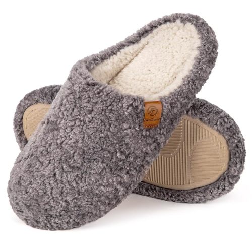 EverFoams Women's Fuzzy Slip-on Slippers Soft Comfy Memory Foam Indoor House Shoes