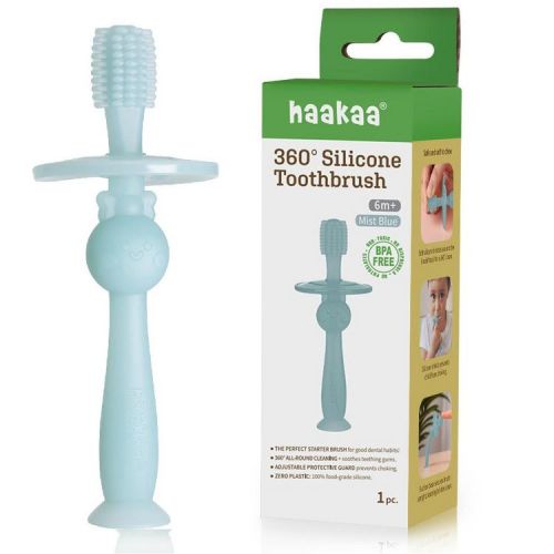 Haakaa 360° Silicone Toothbrush 1 pk Mist Blue