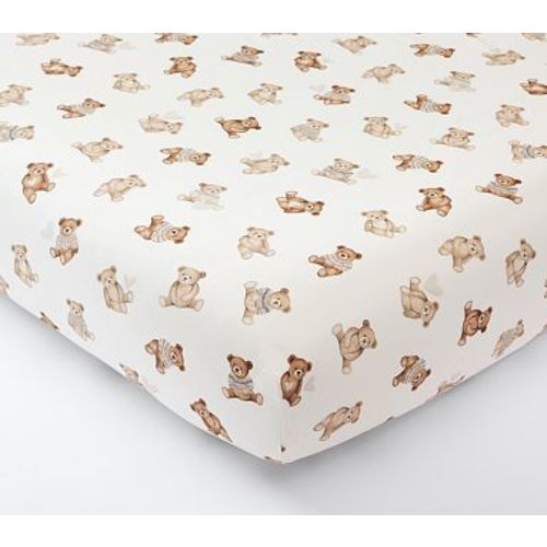 Organic Teddy Bear Crib Sheet ,Brown Multi
