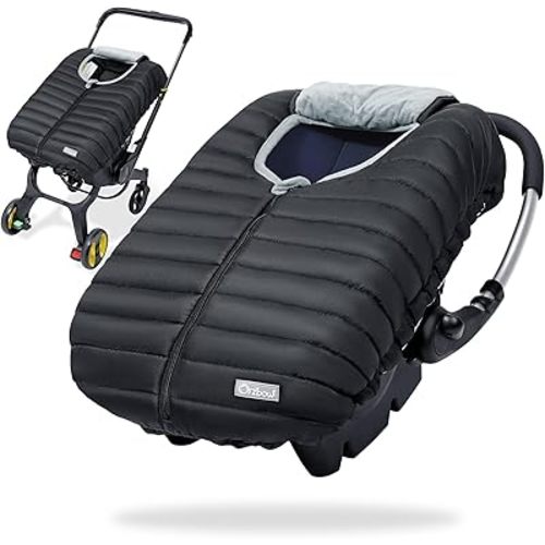 Orzbow Enfant Car Seat Covers - Cocoon Baby Cover for Boys & Girls, Rain & Snow Repellent, Breathable Windproof, Winter Protector, Center Zipper, Universal Fit for Infant Car Seat (0-12M), Black