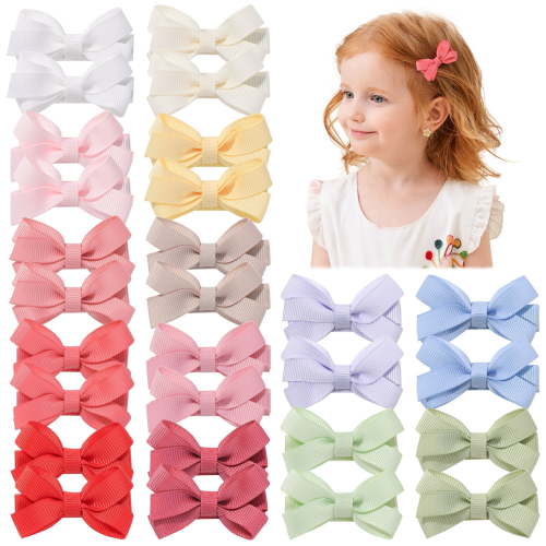 28pcs Baby Hair Clips Bows for Girls Mini Fully Lined Baby Bows Grosgrain Ribbon 2" Tiny Hair Bows Clips for Baby Girls Infant Fine Hair