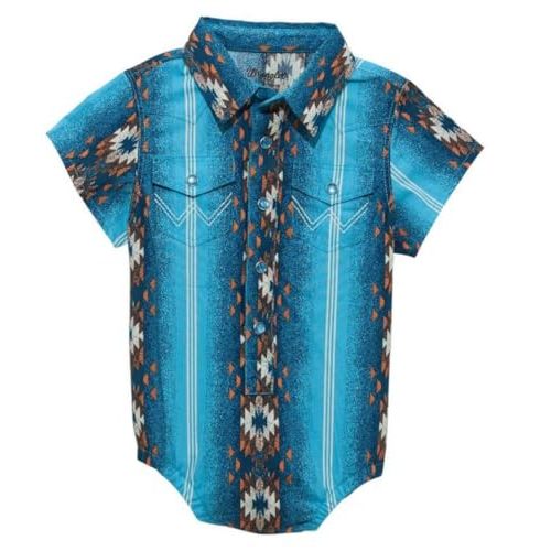 Wrangler Baby Onesie Checotah Western Snap-112365599 (US, Age, 3 Months, 6 Months, Blue)