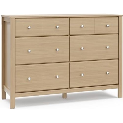 Storkcraft Horizon 6 Drawer Dresser (Driftwood) - GREENGUARD Gold Certified, Dresser Drawer Organizer with Interlocking Drawer System for Kids' Bedroom