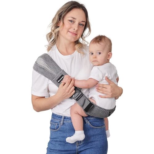 Toddler Sling, Ergonomic Baby Sling Carrier with Adjustable Strap, Soft Padding & Non-Slip Hip Seat, Perfect for Infant and Toddler(7-44 lbs), Premium Cotton (Steel Gray)