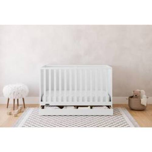 Theo White 3-in-1 Convertible Crib with Drawer