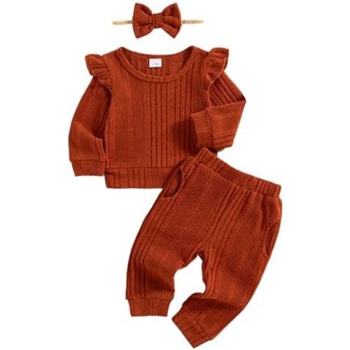 Mioglrie Toddler Baby Girl Clothes Fall Winter Sweatsuit Newborn Sweatshirt Sweat Pant Sets Outfits Infant Girls Clothing