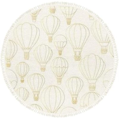 Round Rugs Seamless Pattern Golden hot air Balloons Outline Gold airships for Boho Area Rug Linen and Cotton Carpet Meditation Rug Washable Hallway Runner Mat Accent Rug for Bedroom Nursery 4ft