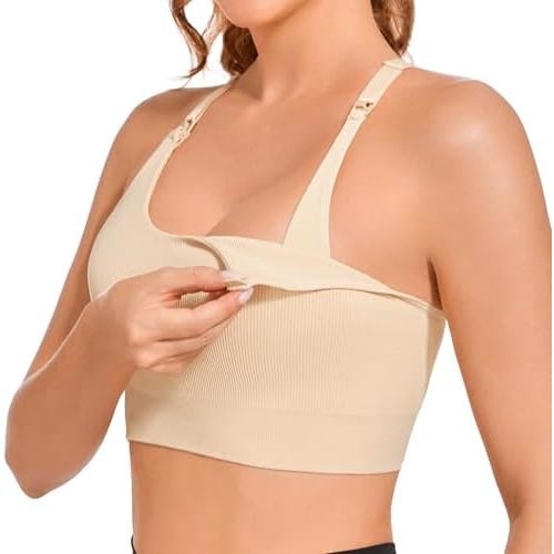 Nursing Bras for Breastfeeding, Medium Impact Nursing Sports Bra Support Maternity&Nursing Bra for Pregnancy Postpartum