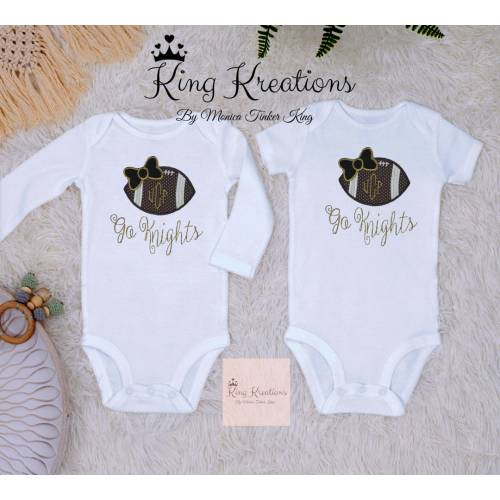 Monogrammed Central Florida Knights baby girl onesie/embroidered baby onesie/football baby clothes