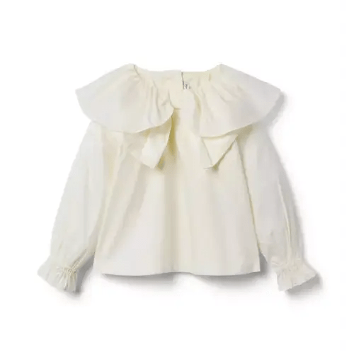 Girl Cream And Sugar Poplin Bow Collar Top by Janie and Jack