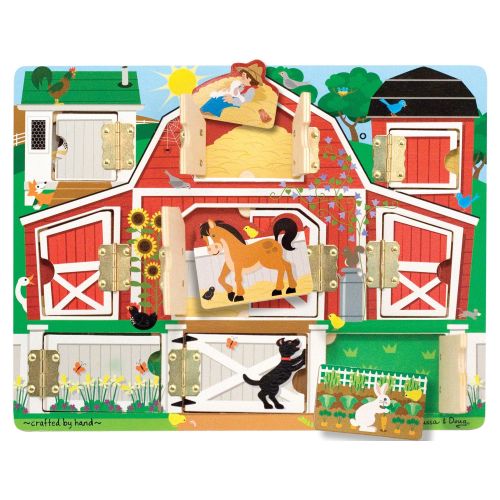 Melissa & Doug Hide and Seek Farm Wooden Activity Board With Barnyard Animal Magnets