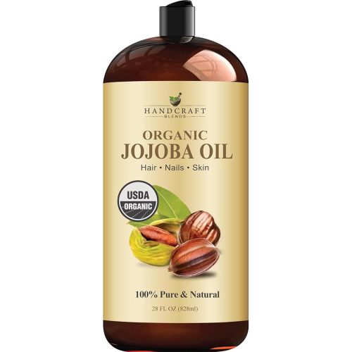 Handcraft Blends USDA Organic Jojoba Oil - Cold-Pressed 28 Fl Oz - 100% Pure and Natural - Premium Grade Carrier Oil for Skin and Hair - Hair and Body - Massage - Hexane-Free