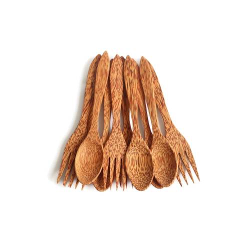 Coconut spoon and fork set, wooden spoon, vegan utensils, engraved spoons and forks, wooden utensils, wooden utensil set, coconut spoon