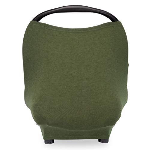 Parker Baby 4 in 1 Car Seat Cover for Girls and Boys - Stretchy Carseat Canopy, Nursing Cover, Grocery Cart Cover, High Chair Cover - “Pine”