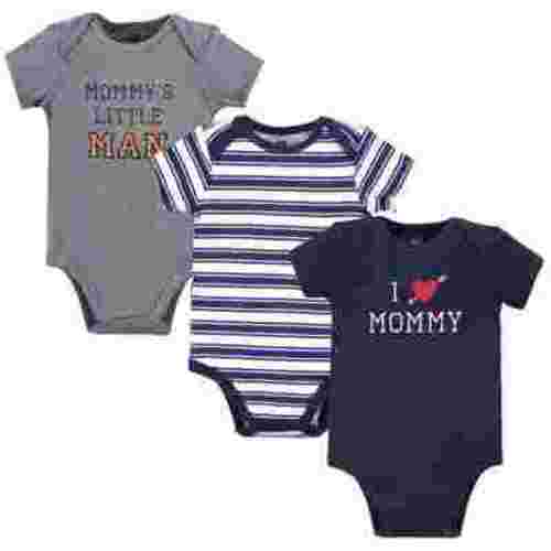 Hudson Baby Infant Boy Cotton Bodysuits 3pk, Boy Mommy, 0-3 Months
