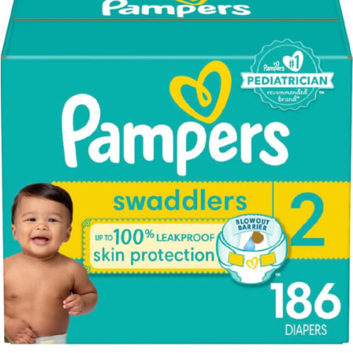 Pampers Baby Diapers - Swaddlers - Size 2, 186 Count, Ultra Absorbent Disposable Infant Diaper