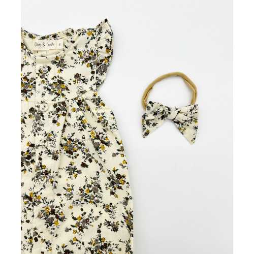 Baby Girl Cotton Floral Jumper Romper with Bow | OPTIONS| Jennifer VINTAGE Floral