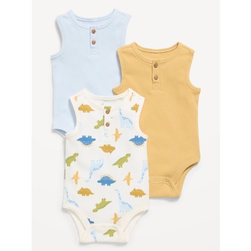 Sleeveless Ribbed Henley Bodysuit 3-Pack for Baby