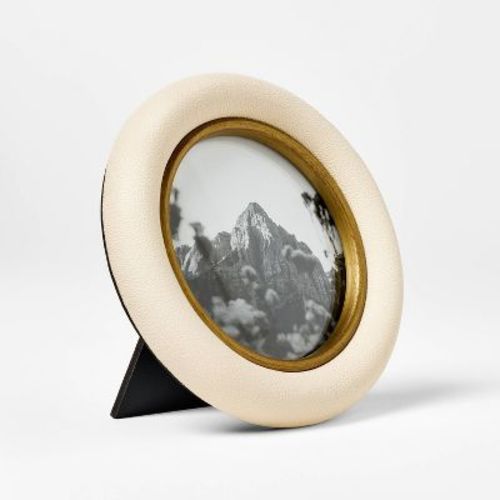 4"x4" Shagreen Wrapped Single Image Frame Cream - Threshold™ Designed With Studio Mcgee: Modern Mdf Tabletop Photo Display