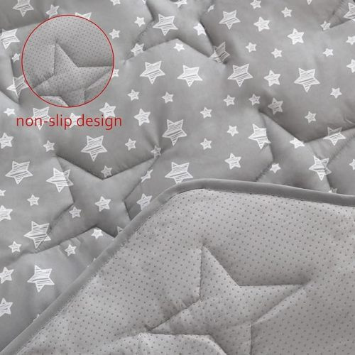 Hexagon Playpen Mat Compatible with POP 'N GO Baby Playpen, 59 Inch Hexagon Mattress Pad, Non Slip and Cushion Play Mat Grey with Star Print
