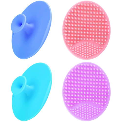 Baby Bath Brush, Baby Cradle Cap Brush, Silicone Massage Brush, Silicone Scrubbers Exfoliator Brush, Skin Scrubber Baby Essential for Dry Skin, Cradle Cap and Eczema (Small-4PCS)