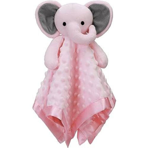 Pro Goleem Baby Girl Gifts Elephant Security Blanket with Stuffed Animal Snuggle Toy Lovey Soft Lovie Baby Registry Search for Infant and Toddler Pink 16 Inch