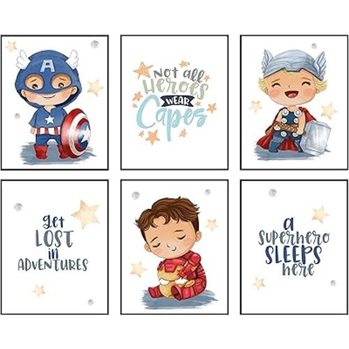 Silly Goose Gifts A Superhero Sleeps Here - Darling Baby Super Hero Themed Wall Art Print Room Nursery Decor (Lost in Adventures)