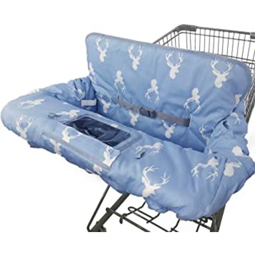 Shopping Cart Cover for Baby boy Girl, Non-Slip Design Cart Covers for Babies, Infant Cotton High Chair Cover, Machine Washable, Toddler Grocery Cover (Navy Deer)