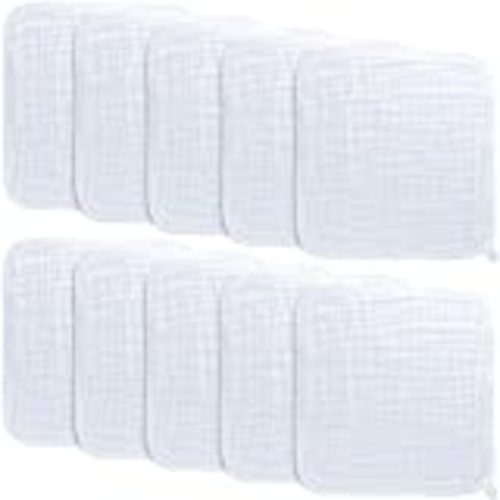 10-Pack Organic Cotton Baby-Terry Wash Cloths, Bright White