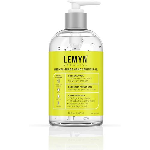Medical Grade Hand Sanitizer Gel - 97% ORGANIC - 12 FL.OZ.