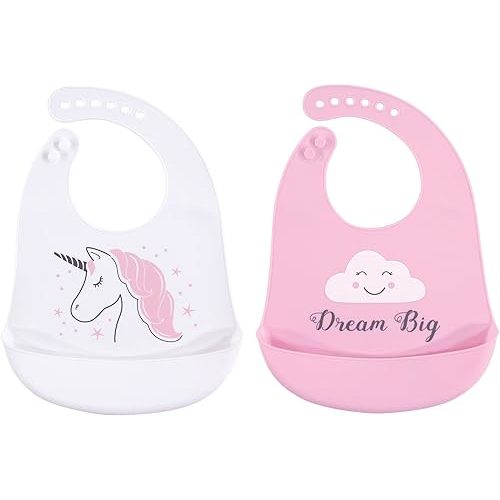 Hudson Baby Unisex Baby Silicone Bibs, Unicorn, One Size