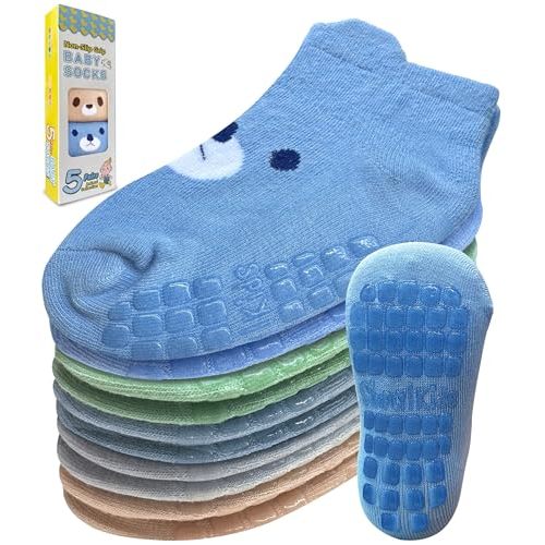 Simply Kids Non-Slip Toddler Ankle Socks (9 Pairs) – Superior Grip, Soft Cotton, for Active Baby Girls & Boys (Ages 0-7)