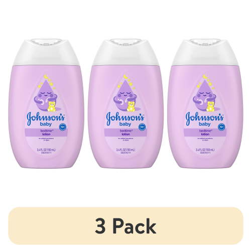 (3 pack) Johnson's Baby Moisturizing Bedtime Baby Lotion, Paraben-Free, Travel Size, 3.4 fl. oz