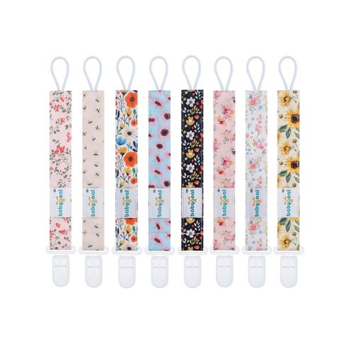 Babygoal Flower Pacifier Clips, 8 Pack Binky Paci Holder Clips for Baby Boys and Girls Fits for Most Pacifier, Binkie Styles & Baby Teethers & Toys and Gift 8PS48-B