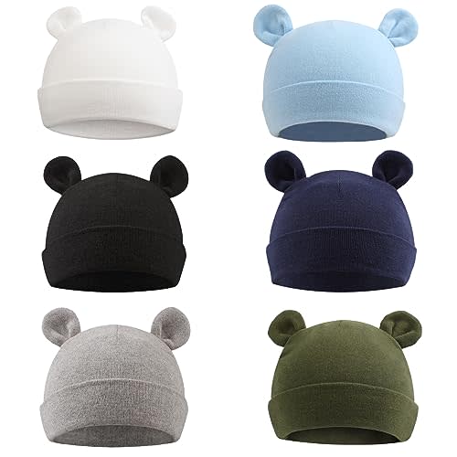 PESAAT Newborn Hospital Hat 0-12Months Preemie Boys Girls Beanie Solid Infant Baby Hats Autumn Winter