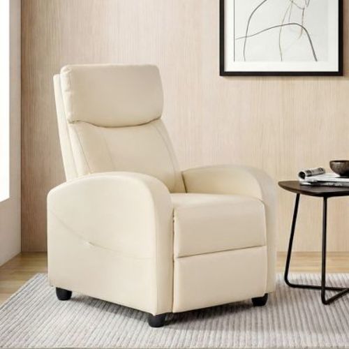 JIONJOY Wall-Hugger Massage Recliner Chair, Adjustable PU Leather Home Theater Recliner with Lumbar Massage, Quiet Motor