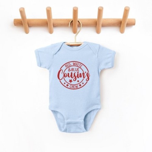 The Juniper Shop Red White And Blue Cousin's Crew Baby Bodysuit - Newborn - Light Blue