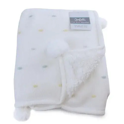 Bubba Blue Confetti Knit Cot Blanket White | Baby Bunting AU