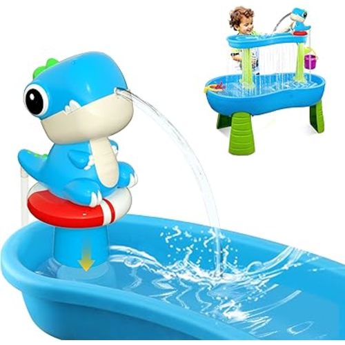 Dinosaur Battery Powered Water Table Pump Continuous Flow for Water Tables - Cordless, Rechargeable,No Damage Installation Outdoor Play Accessories for Kids (no Water Table Included)(Blue)