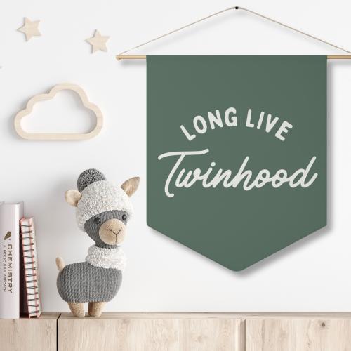 Long Live Twinhood Pennant, Twin Nursery Wall Decor, Baby Room Decor, Kids Room Wall Banner, Canvas Flag For Nursery Wall, Gift For Twins
