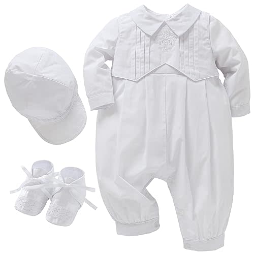 Booulfi Baptism Christening Outfits for Boys Easter White Romper Baby Romper Church Newborn Clothes