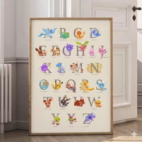 Cute Pokemon Alphabet Poster