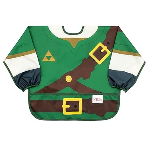 Bumkins Sleeved Bib for Girl or Boy, Baby and Toddler for 6-24 Mos, Essential Must Have for Eating, Feeding, Baby Led Weaning Supplies, Long Sleeve Mess Saving Food Catcher, Nintendo Legend of Zelda