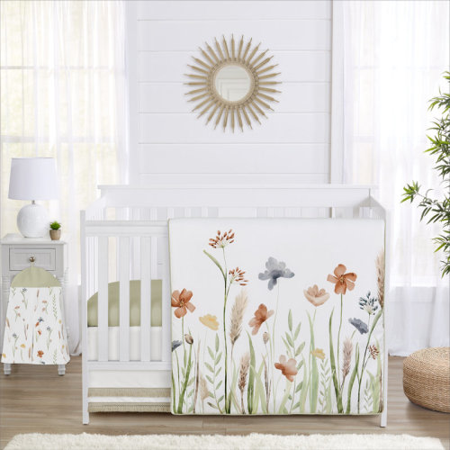 Sweet Jojo Designs Watercolor Floral Garden Sage Green 4 Piece Crib Bedding Set by Sweet Jojo Designs & Reviews | Wayfair