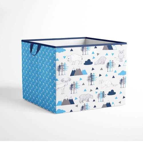 Bacati – Large Storage Tote Woodlands Animals Aqua/Navy/Grey