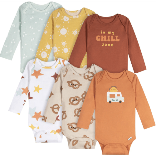 6-Pack Baby Neutral Pretzels Long Sleeve Onesies® Bodysuits – Gerber Childrenswear