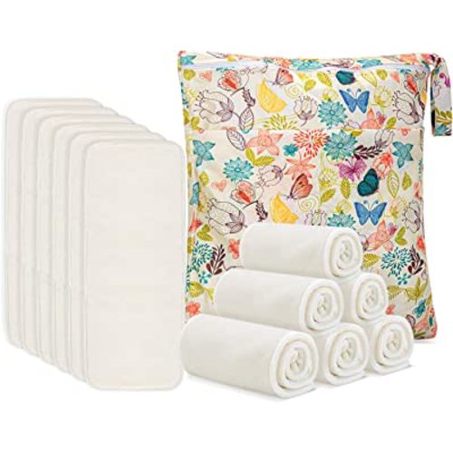 Damero 5-Layer Reusable Diapers Baby Inserts, 12PCS Cloth diaper Inserts with an Extra Storage Bag