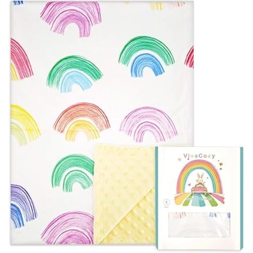 Baby Blanket for Boys Girls Unisex Neutral Rainbow Crayon Yellow Toddler Nursery Crib Throw Gift Blanket with Dotted Backing Double Layer 30 x 40 Inch